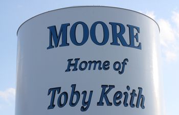 Roofing in Moore – Toby Keith Water Tower, a local icon representing hometown pride near our projects in Oklahoma County.